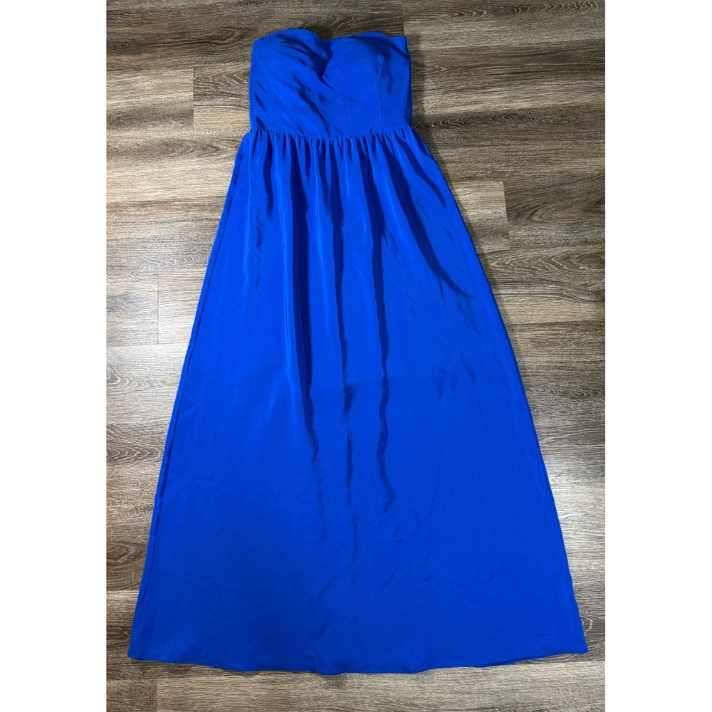 Rieley 100% Silk Maxi Dress  Strapless Sweetheart‎ Royal Blue Size S
